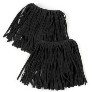 Hippie Boho Black Faux Leather Fringe Boot Toppers Cuffs NWT